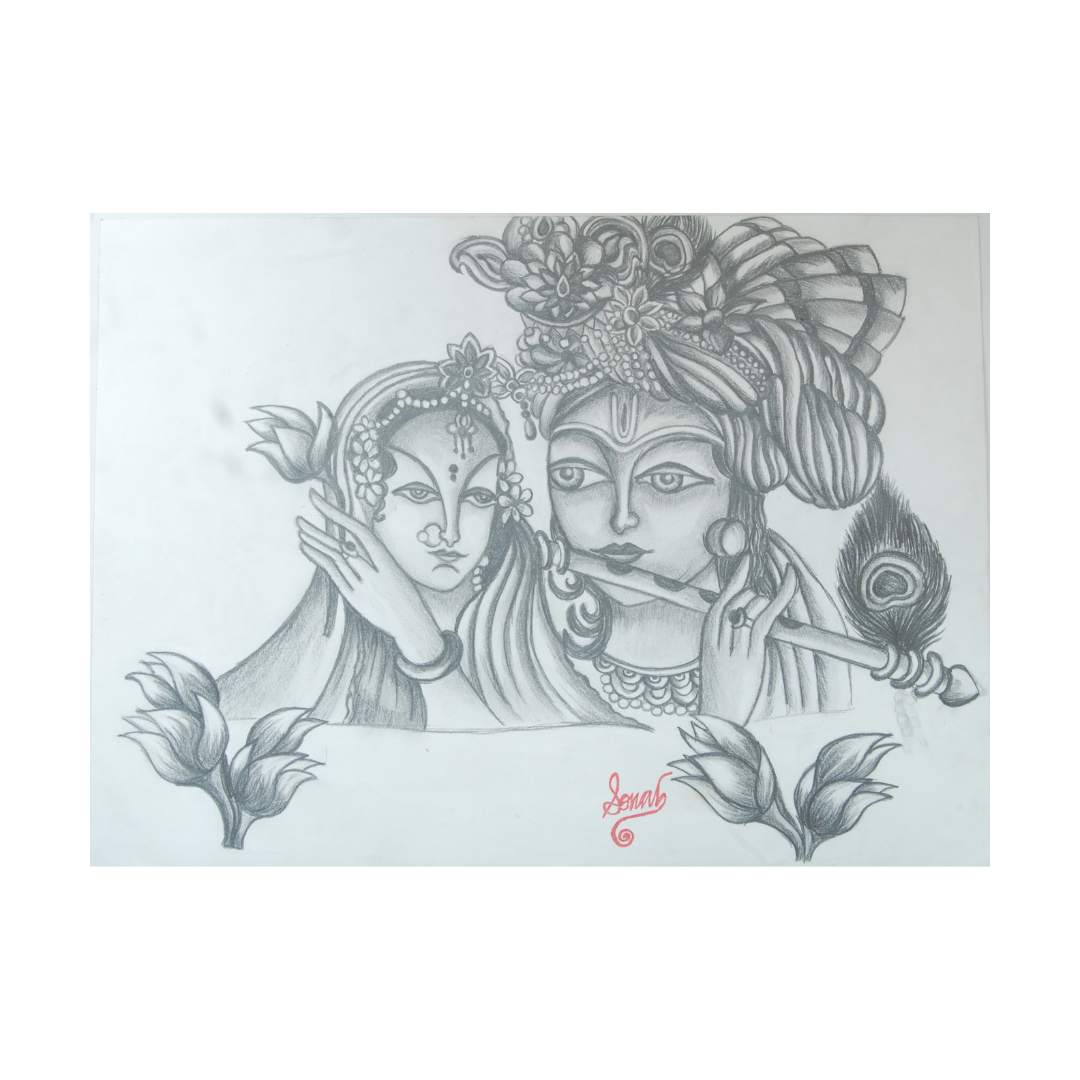 Lord Krishna Realistic Ballpoint Pen Art Drawing - Drawing Skill